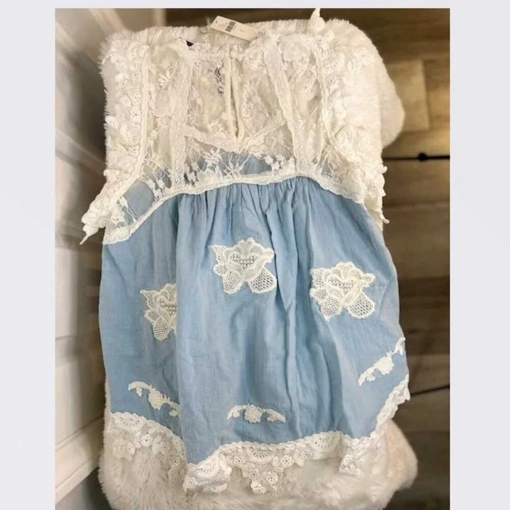 By Anthropologie Lace Appliqué Swing Top in Ivory Pattern - Size Small - NWT - Picture 6 of 7